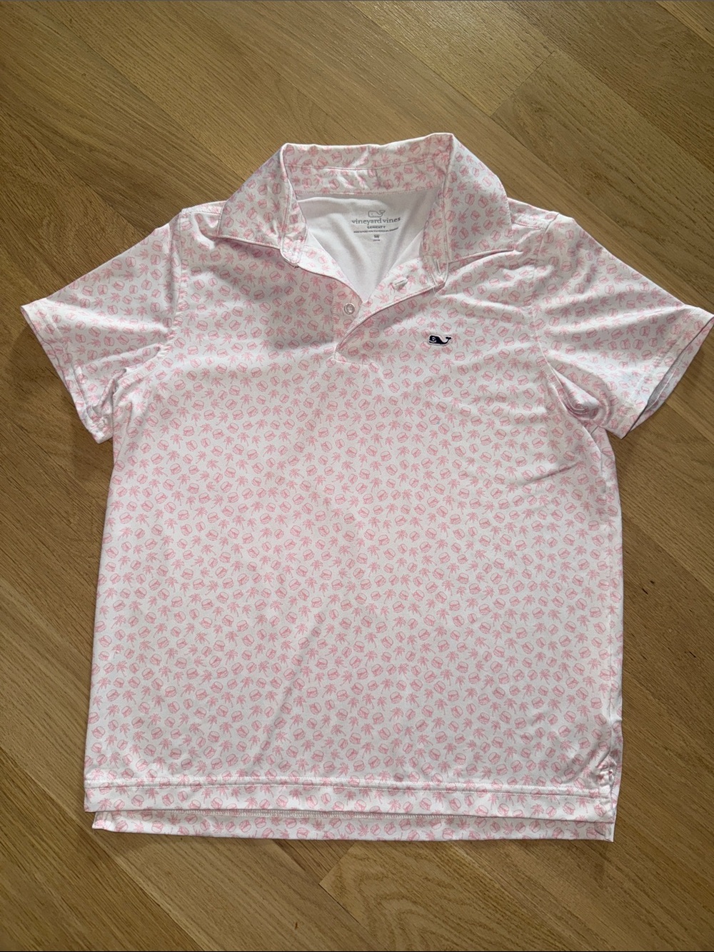 Vineyard Vines Boys YM Pink Shell-Print Polo